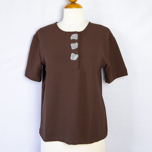 Zara Minimalist Blouse w/ Abstract Buttons - Picture 2 of 6
